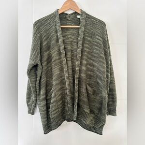 Anthropologie Open Front Green Marled Cardigan, size small.